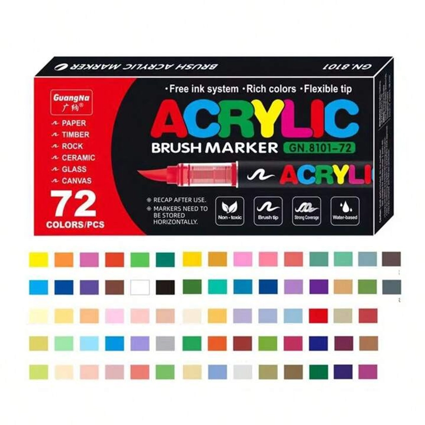 120/72/60/48/36/24/12 couleurs Marqueurs de peinture acrylique, pointe souple, opaque, mélangeable, fournitures d'art professionnelles pour étudiants, DIY, artisanat