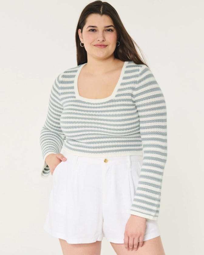 Women's Crochet-Style Square-Neck Sweater | Women's Tops | HollisterCo.com