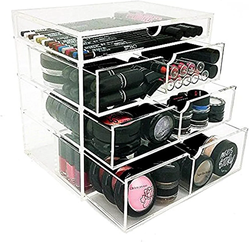 Vencer Acrylic Makeup Organizer Holder Box with 4 Removable Drawers,VMO-016