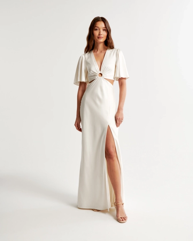 Women's Angel Sleeve O-Ring Cutout Gown | Women's Dresses & Jumpsuits | Abercrombie.com