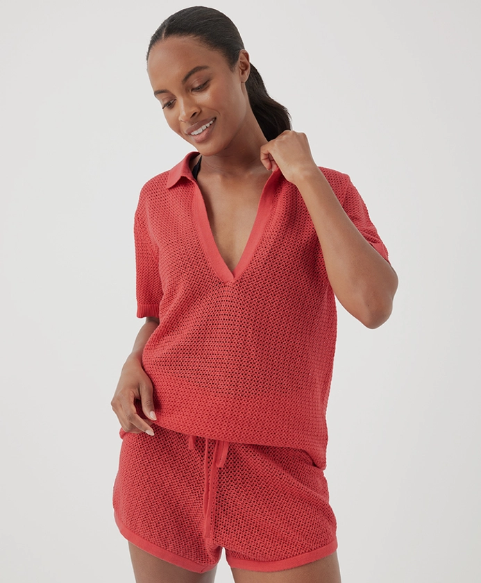 Women’s Beachside Linen Crochet Tunic made with Organic Cotton | Pact