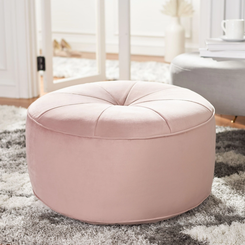 SAFAVIEH Amais Round Velvet Pouf Ottoman