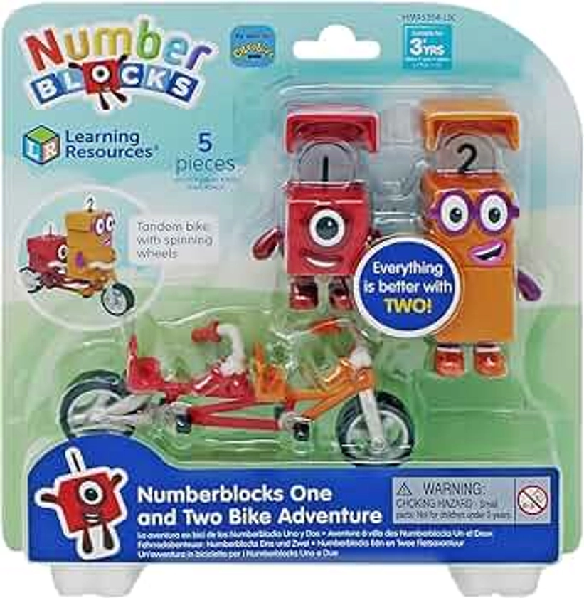 Learning Resources Numberblocks One and Two Bike Adventure Official Collectible Toys, Includes Numberblocks One and Two, Tandem Bike, Helmets, with Posable Arms for Realistic Play, Use for Display