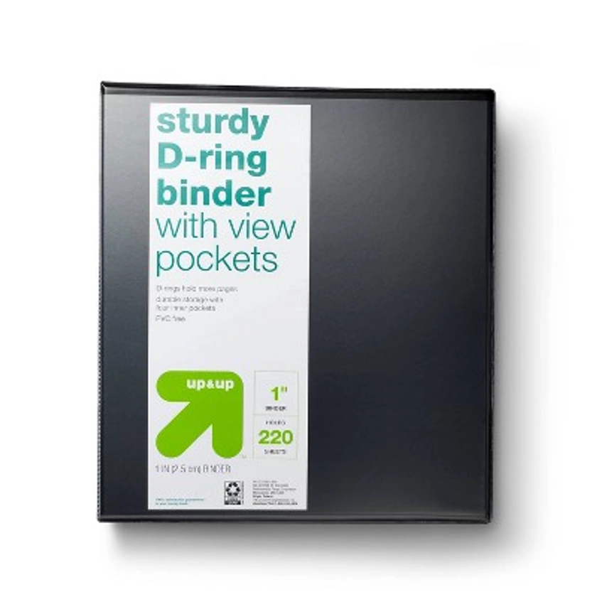 1" 3 Ring Binder Clear View Black - up & up™