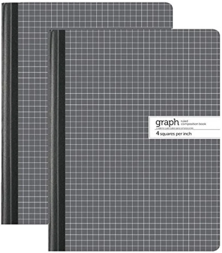 1InTheOffice Graph Composition Book, 9.75" x 7.5" Graph Paper Notebook, 100 Sheets "2 Pack"