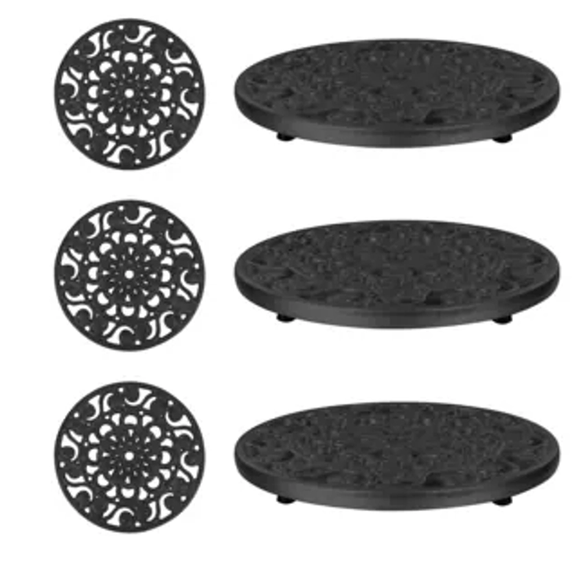 Trademark Innovations Decorative Black Cast Iron Metal Trivets (Set of 3) | Overstock.com Shopping - The Best Deals on Trivets & Oven Mitts | 20399257