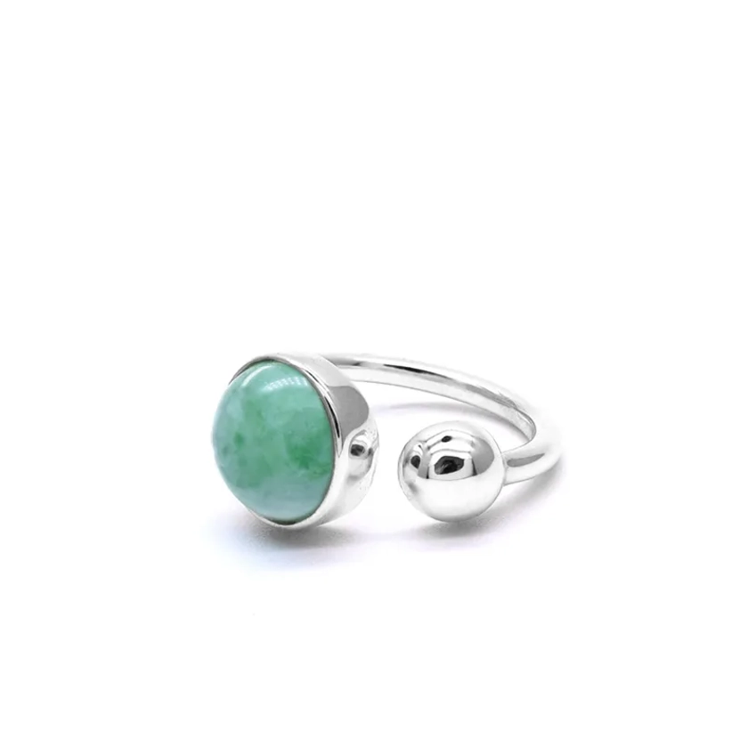 Eden Open Ring In Apple Green Jade - White Finish