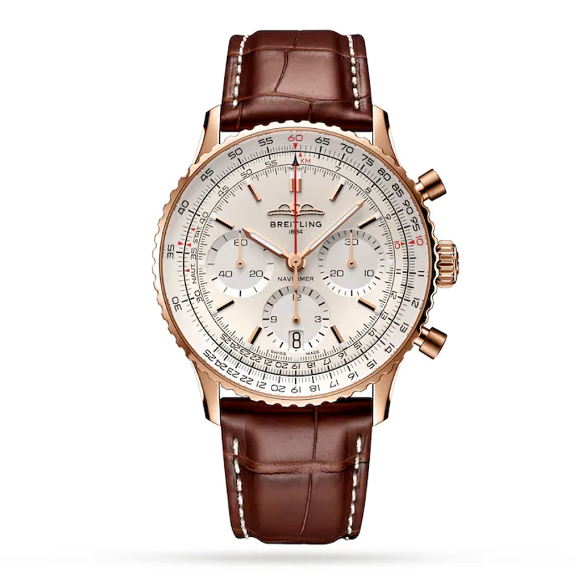 Breitling Navitimer B01 Chronograph 41 18k Red Gold Watch RB0139211G1P1 | Watches Of Switzerland UK
