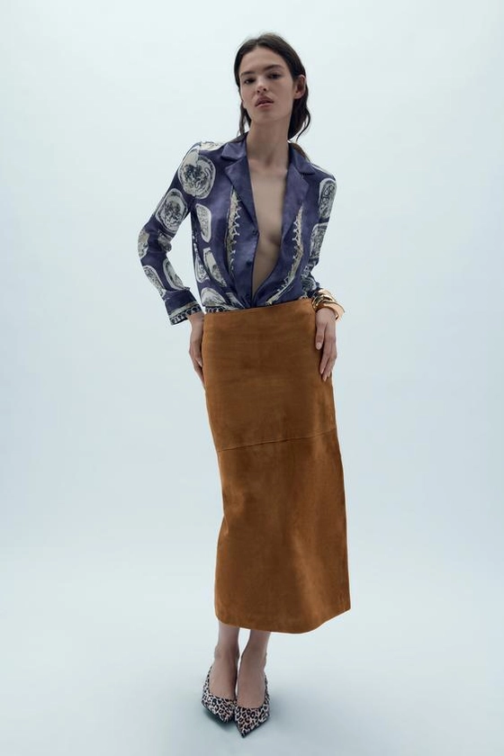 ZW COLLECTION LEATHER SUEDE SKIRT