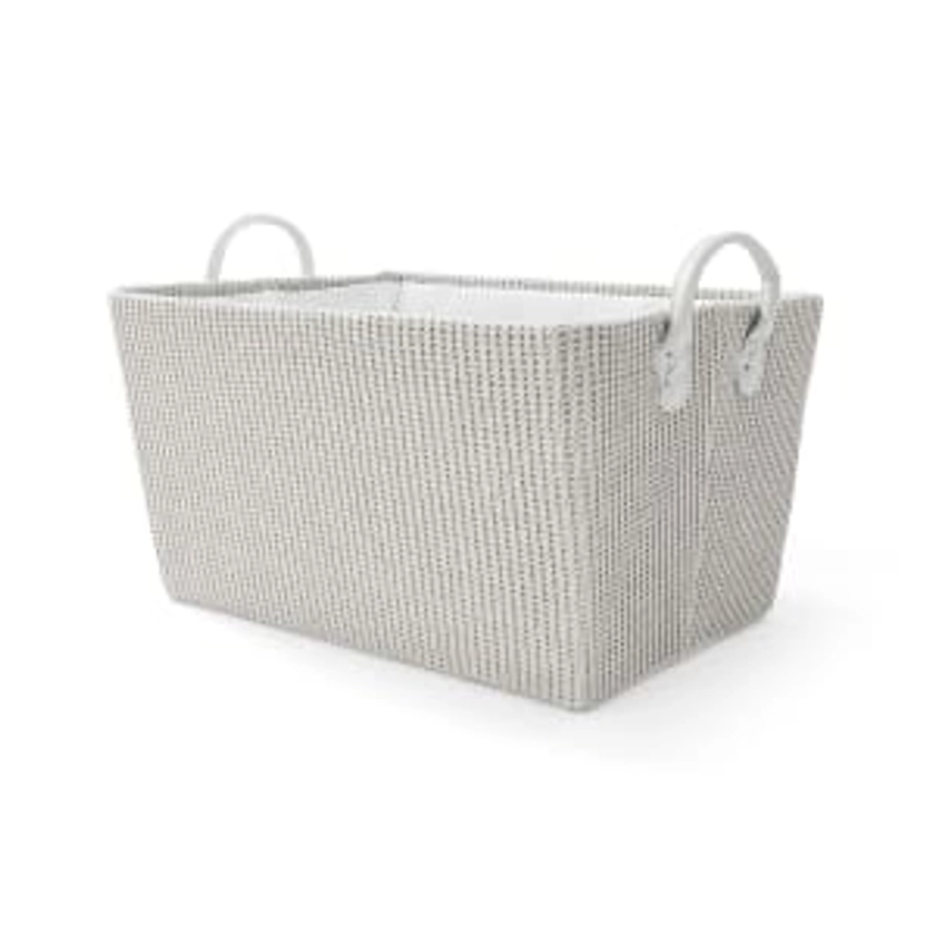 Rectangle Tapered Knitted Basket - Grey