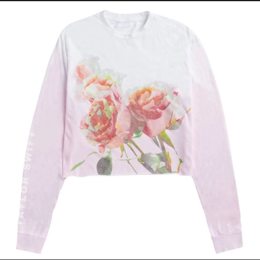 Taylor Swift official Lover merchandise pink rose cropped long sleeve