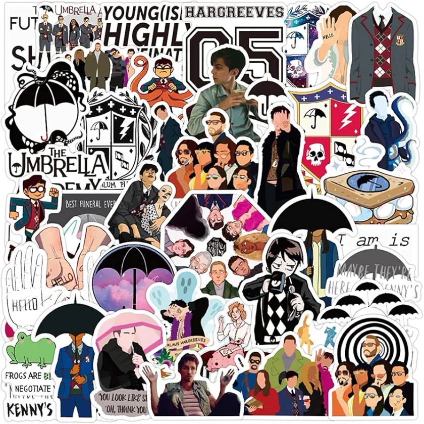 The Umbrella Academy Stickers| 50 Pcak | Vinyl Waterproof Stickers for Laptop,Bumper,Water Bottles,Computer,Phone,Hard hat,Car Stickers and Decals