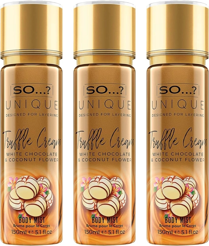 So…? Unique Womens Truffle Cream Body Mist Fragrance Spray 150ml Bundle (Pack of 3) : Amazon.co.uk: Beauty