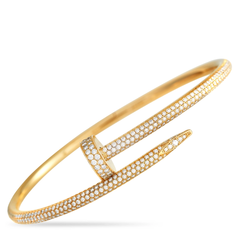 Cartier Juste un Clou 18K Yellow Gold Diamond Bracelet Size 18 - -
