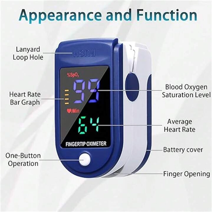 1 Pc Oxímetro Tipo Clip De Dedo, Detección De Saturación De Oxígeno En Sangre Y Ritmo Cardíaco Por Pulsos En Dedo Para Uso Doméstico (batería No Incluida)