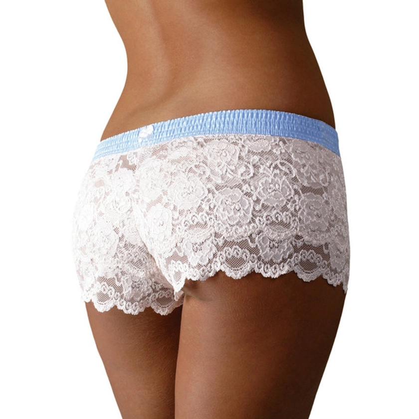 Ivory Lace Boxers with Light Blue Dot FOXERS Band
