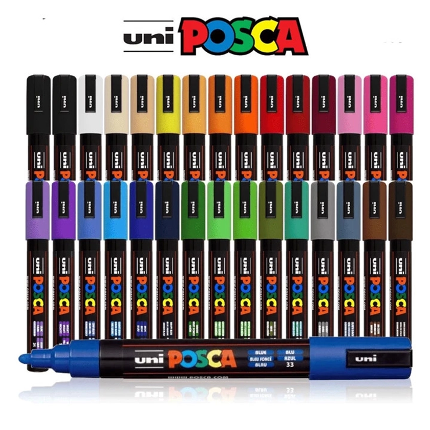 UNI POSCA Marker Pen PC-1M PC-3M PC-5M Poster Graffiti Marker Advertising Pen Waterproof Student Office Supplies Painting Art