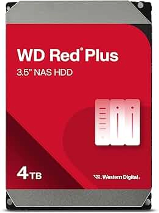 WD Red Plus 4 To Disque dur Interne 3.5" dédié NAS, 5400 RPM Class, SATA 6 GB/s, CMR, 256MB Cache, Garantie 3 ans