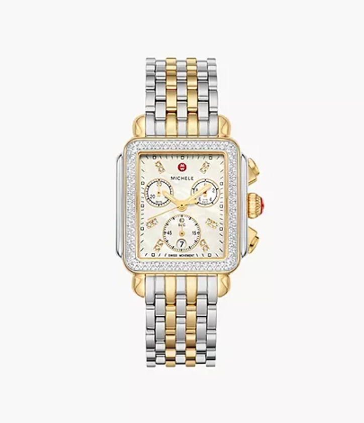 Deco Two-Tone 18K Gold-Plated Diamond Watch