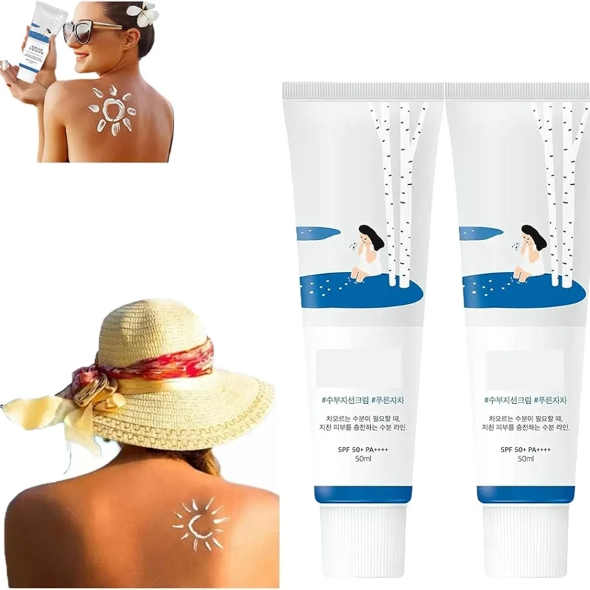 Korean Sunscreen,Birch-Juice Moisturizing Sunscreen SPF50+ PA++++,Moisturizing Sun Cream,Strong UV Protection (2 Pcs)