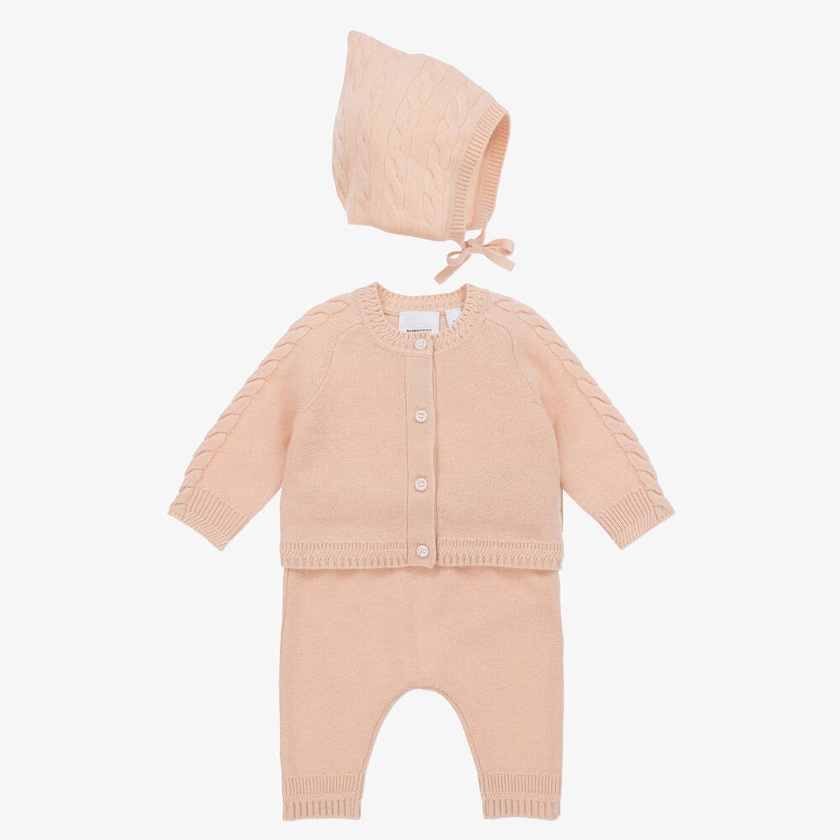 Burberry Baby Girls Pink Cashmere Trouser Set