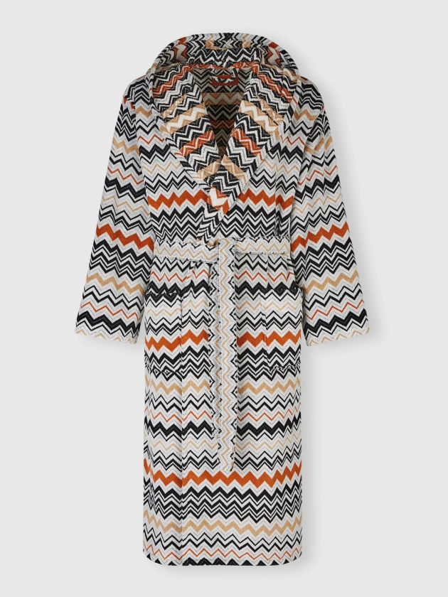 Bernard bathrobe in cotton terry with zigzag pattern Multicoloured | Missoni