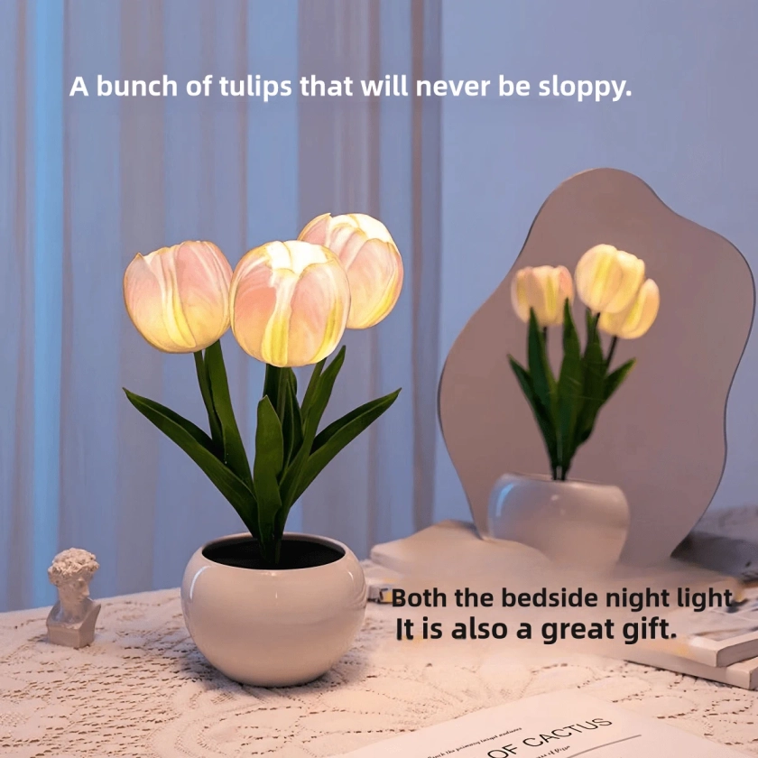 1 pièce Décoration de fleur artificielle de tulipe, lumière d'ambiance à LED pour la décoration de la maison | Mode en ligne | SHEIN FRANCE