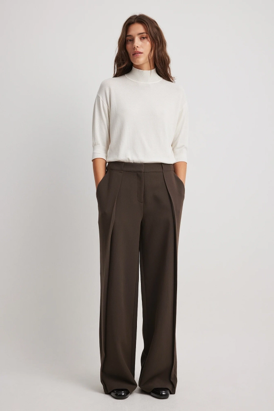 Pantalon de costume plissé Marron