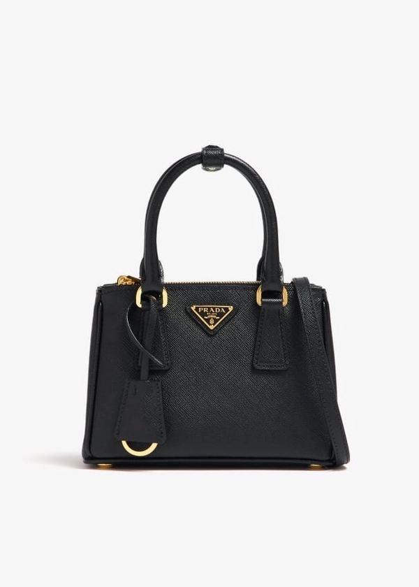 Prada Galleria mini leather bag for Women - Black in UAE | Level Shoes