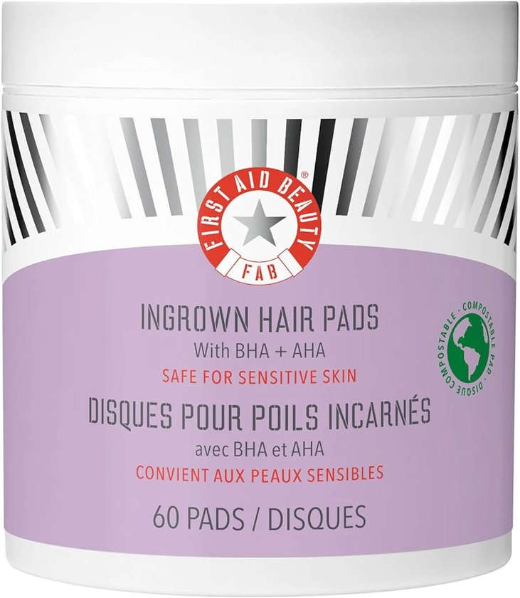 Amazon.com: First Aid Beauty Ingrown Hair Pads with BHA + AHA – Ingrown Treatment Pads Exfoliate to Help Prevent Razor Bumps – For Underarm + Bikini Area – Compostable for Daily Use – 60 pads : First Aid Beauty: Beauty & Personal Care