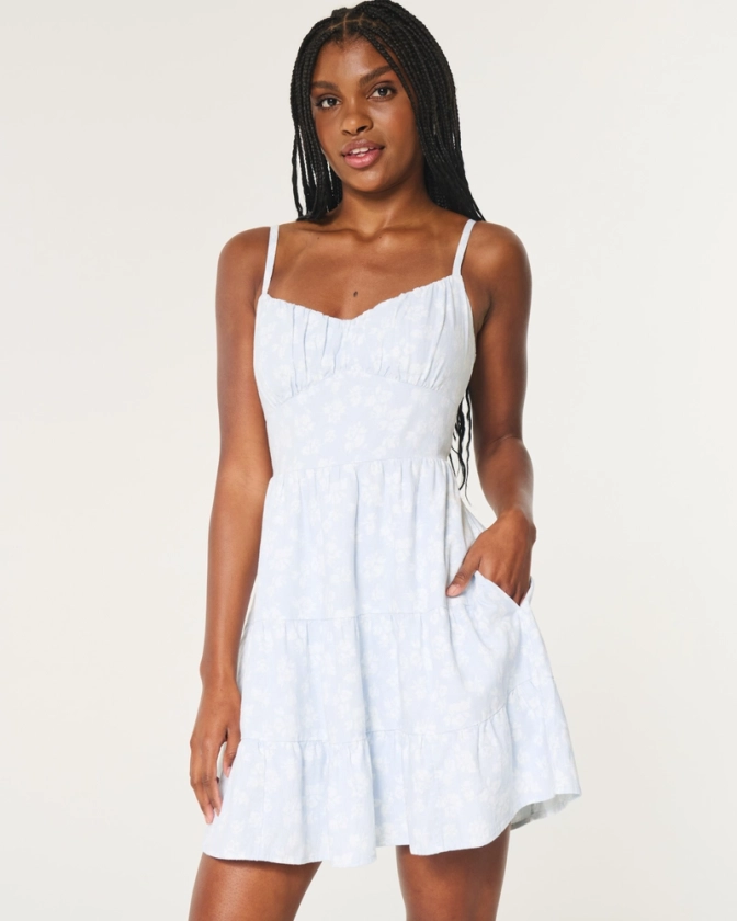 Women's Open Back Linen Blend Mini Dress | Women's Dresses & Rompers | HollisterCo.com