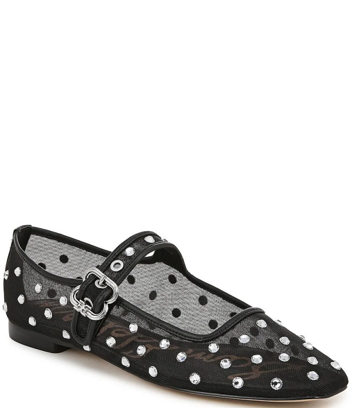 Sam Edelman Michaela Shine Mesh Gem Embellished Mary Jane Flats