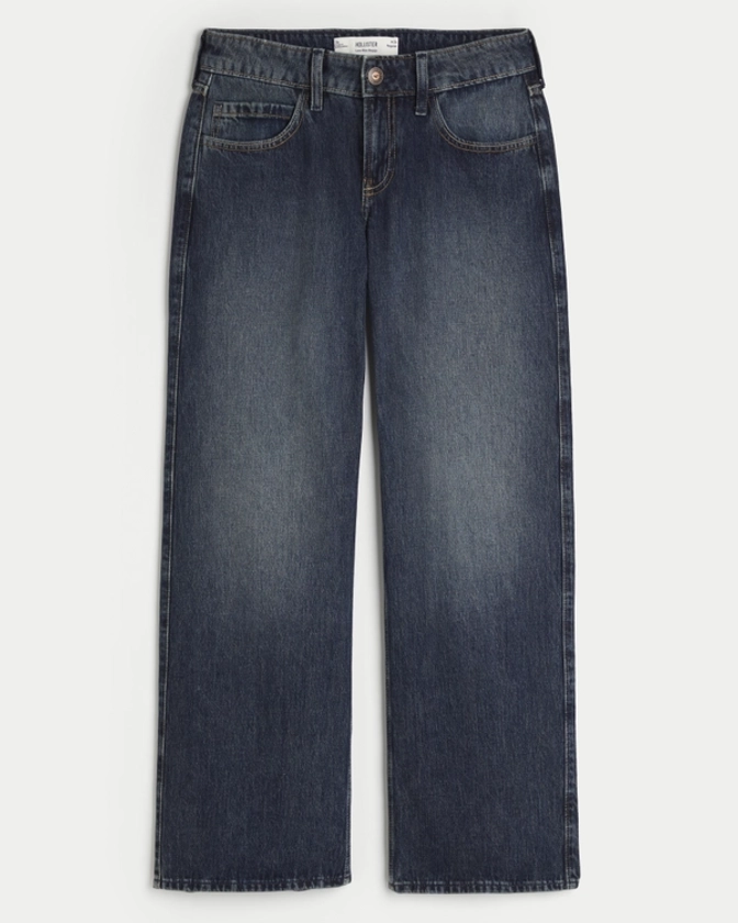 Women's Low-Rise Dark Wash Baggy Jeans | Women's Bottoms | HollisterCo.com