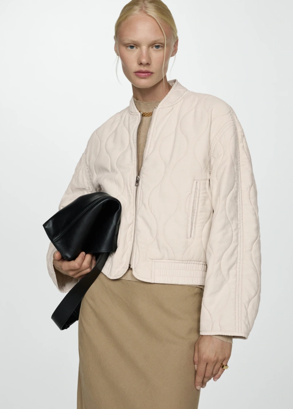 Quilted bomber jacket - Women | MANGO USA