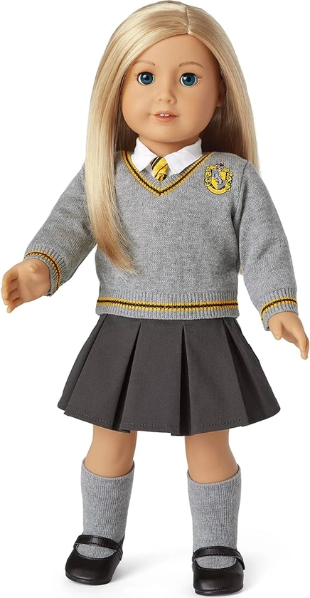 American Girl Harry Potter 18-inch Doll Hufflepuff Outfit with Sweater and Scarf Featuring House Crest, For Ages 6+