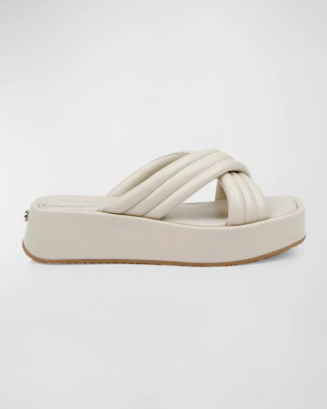DEE OCLEPPO Sicily Crisscross Leather Flatform Sandals