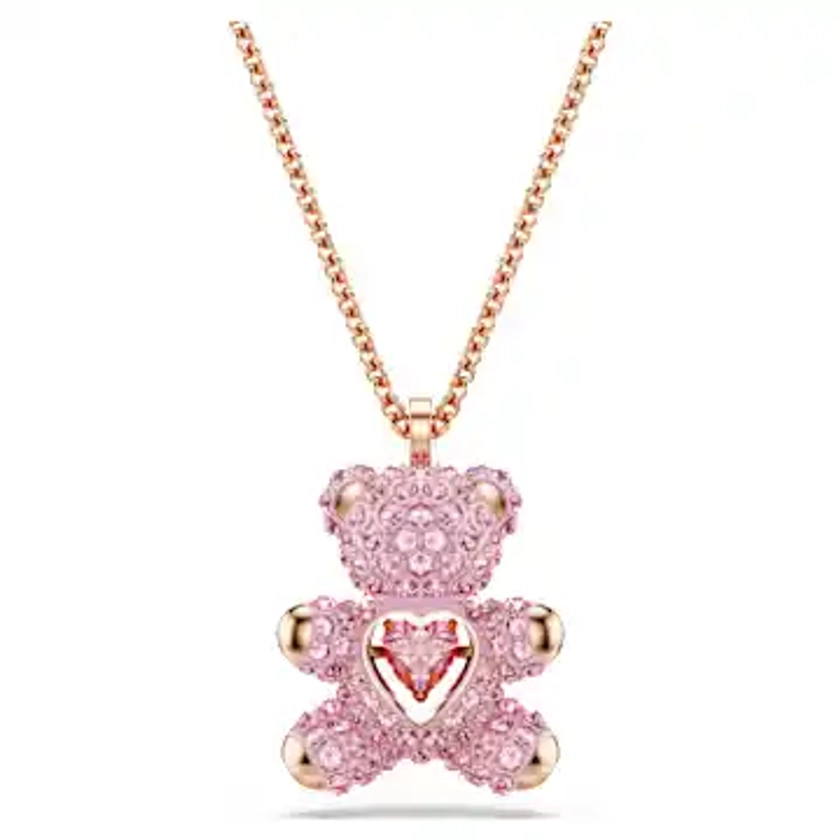 Teddy pendant, Bear, Pink, Rose gold-tone plated