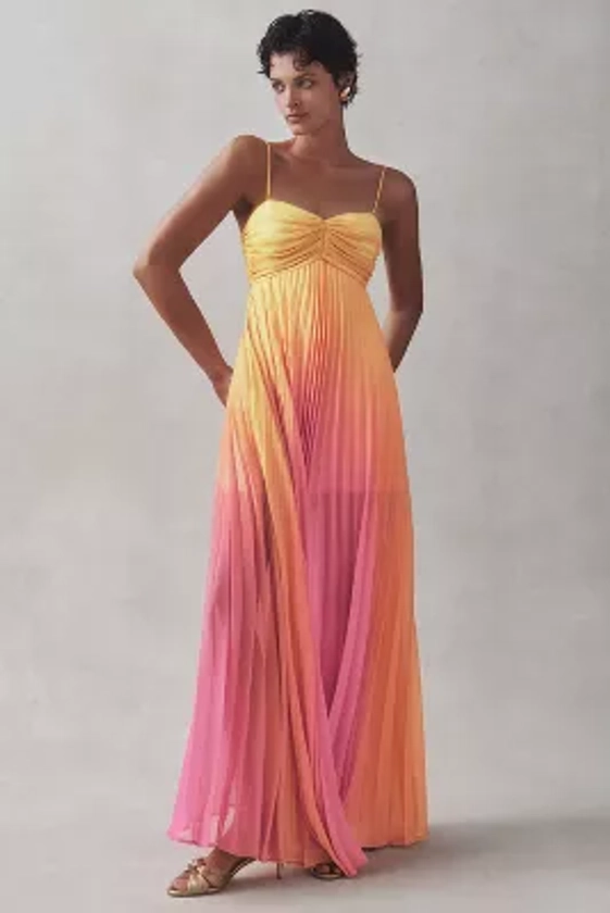 Delfi Collective Nicole Ombre Chiffon Lace-Up Maxi Dress