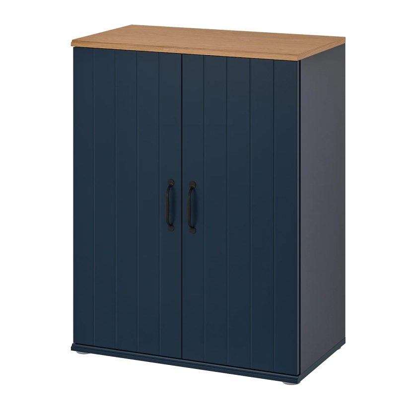 SKRUVBY Cabinet with doors - black-blue 27 1/2x35 3/8 "