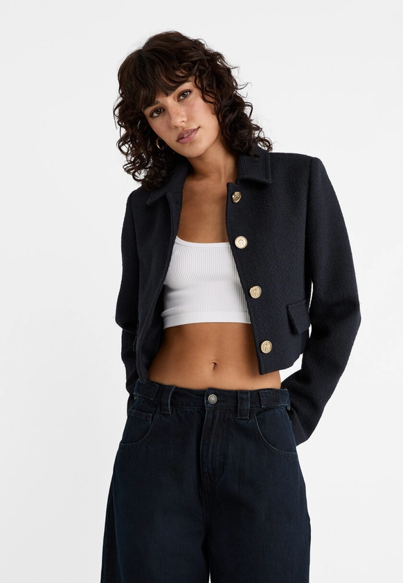 Blazer cropped à boutons