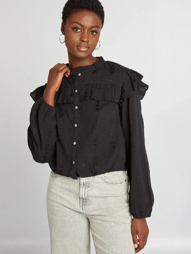 Chemise cropped volantée