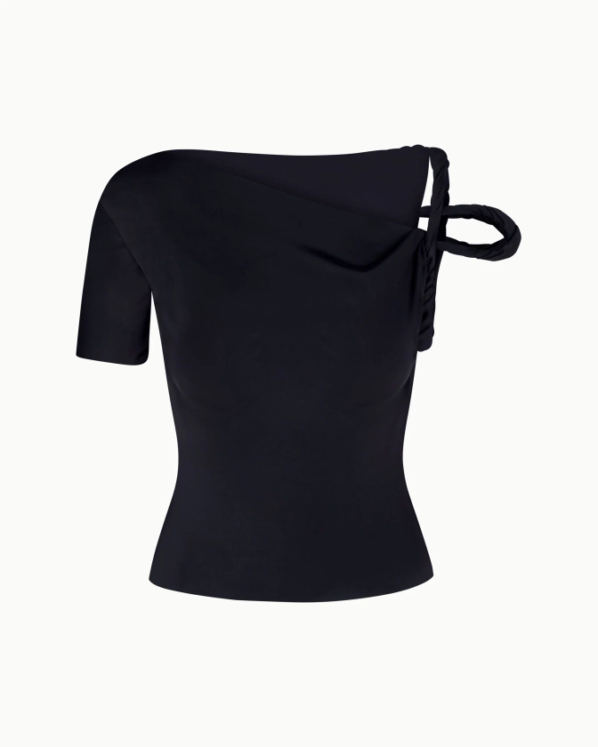 Sueded Stretch Twisted Top | Black – Khy