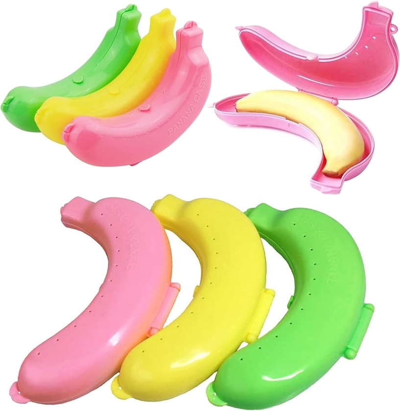 Amazon.com: SHAIDOJIO 3Pcs Banana Case, Cute Banana Protector Storage Box, Portable Banana Holder for Lunch Boxes, BPA-Free Fruit Container for Outdoor Travel (3 Colors): Home & Kitchen