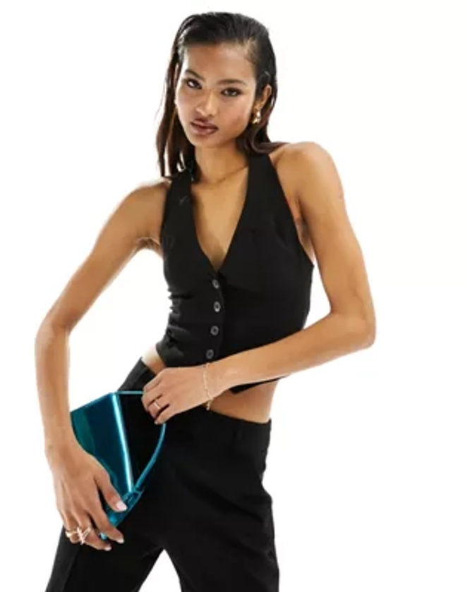 ASOS DESIGN - Gilet de costume ajusté à encolure plongeante - Noir | ASOS