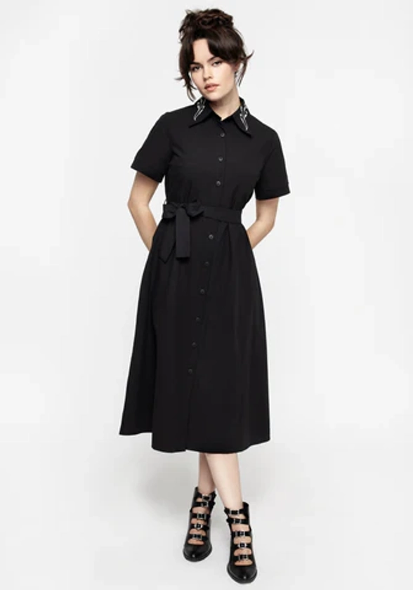 Goodfellow Embroidered Collar Midi Shirt Dress