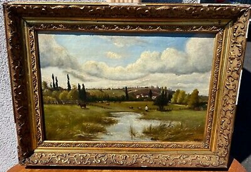 Ancien tableau paysage de prairie signé Corot époque 19 eme Barbizon | eBay