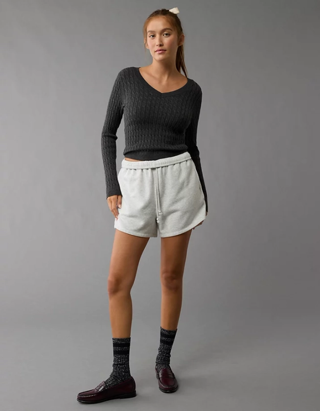 AE Fitted Cable Knit V-Neck Sweater