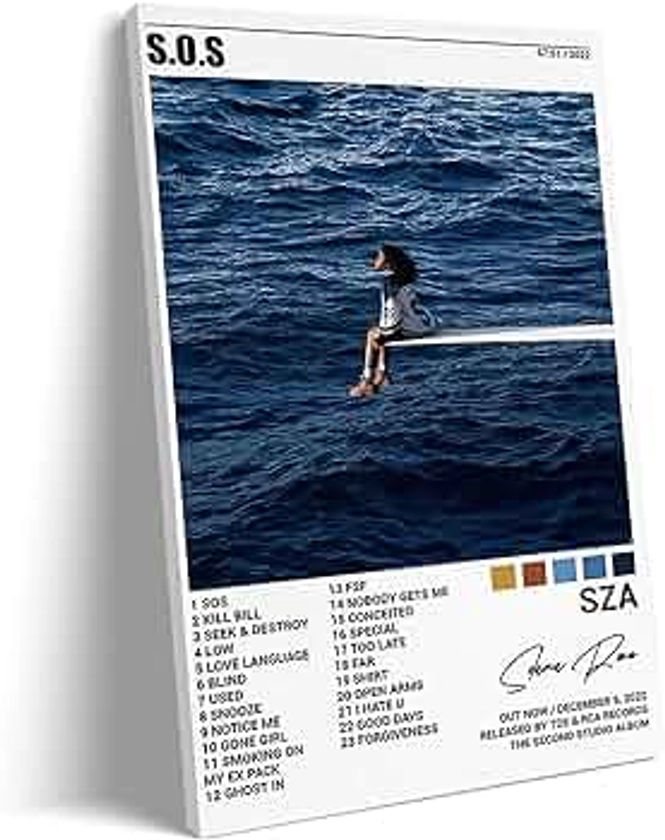 Sza Poster Sos Album Posters for Room Decor Retro Music Album Cover Posters Aesthetic Decoration Printed Canvas Art Printing Decoration (L,12x18 inch-Canvas Roll)