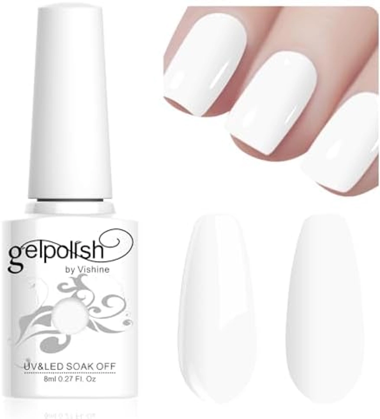 Vishine 8ml Vernis à Ongles Gel Semi Permanent Couleur Blanc French White, Vernis Semi Permanent Soak Off UV LED Gel Polish Nail Art Manucure Salon DIY LM046 : Amazon.com.be: Beauté et Parfum