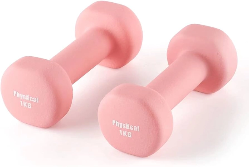 PhysKcal Dumbbells Set of 2 for Home Gym Exercise, Comfy To Hold Soft-touch Grip, Sweat-resistant Neoprene Coating, Pilates Cardio Hand Weights for Toning